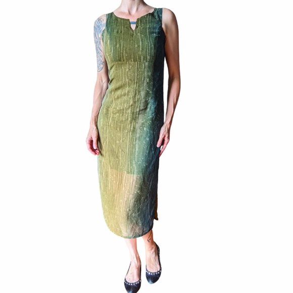 Ou Empereur Ou Rien Green and blue sleevless midi dress - Picture 2 of 16